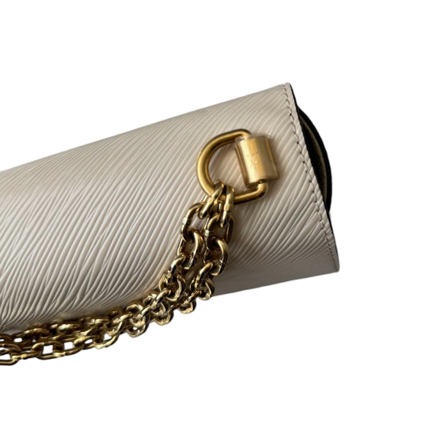 Louis-Vuitton Twist MM Flower Chain Shoulder Quartz White GHW