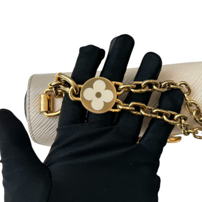 Louis-Vuitton Twist MM Flower Chain Shoulder Quartz White GHW