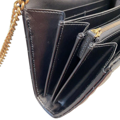 Gucci Gucci GG Marmont Chain Wallet Calfskin Matelasse Black GHW