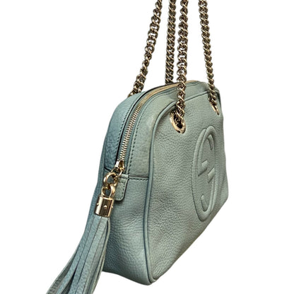 Gucci Soho Bowler Small Pebbled Calfskin Light Blue GHW