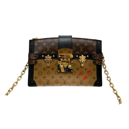 Louis-Vuitton Trunk Clutch Reverse Monogram Brown Black GHW