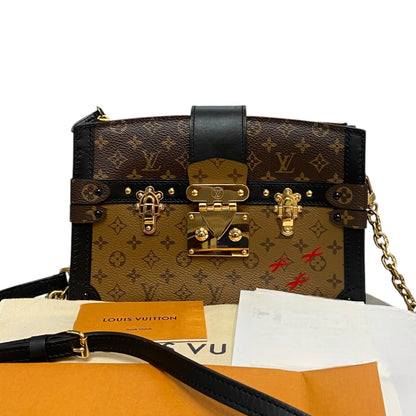 Louis-Vuitton Trunk Clutch Reverse Monogram Brown Black GHW