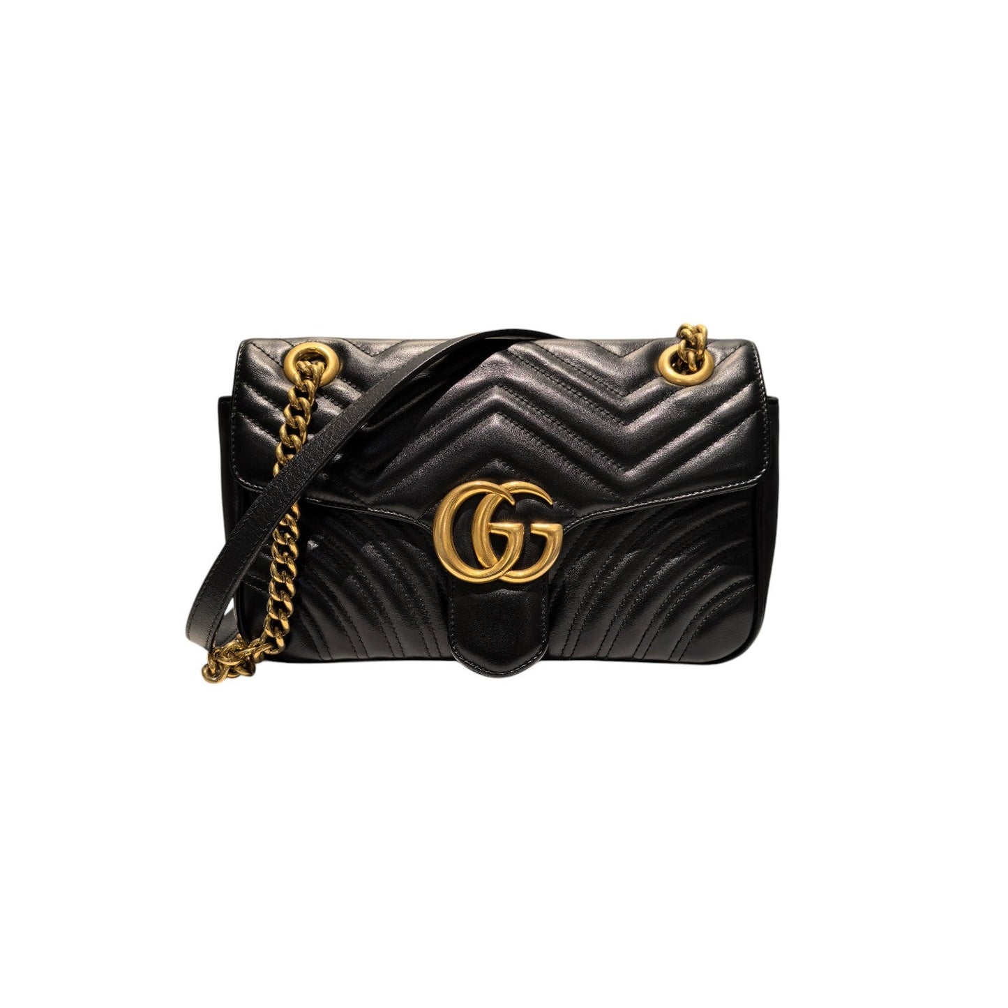 Gucci GG Marmont Small Shoulder Calfskin Matelasse Black GHW