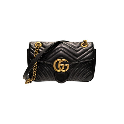 Gucci GG Marmont Small Shoulder Calfskin Matelasse Black GHW