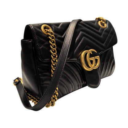 Gucci GG Marmont Small Shoulder Calfskin Matelasse Black GHW