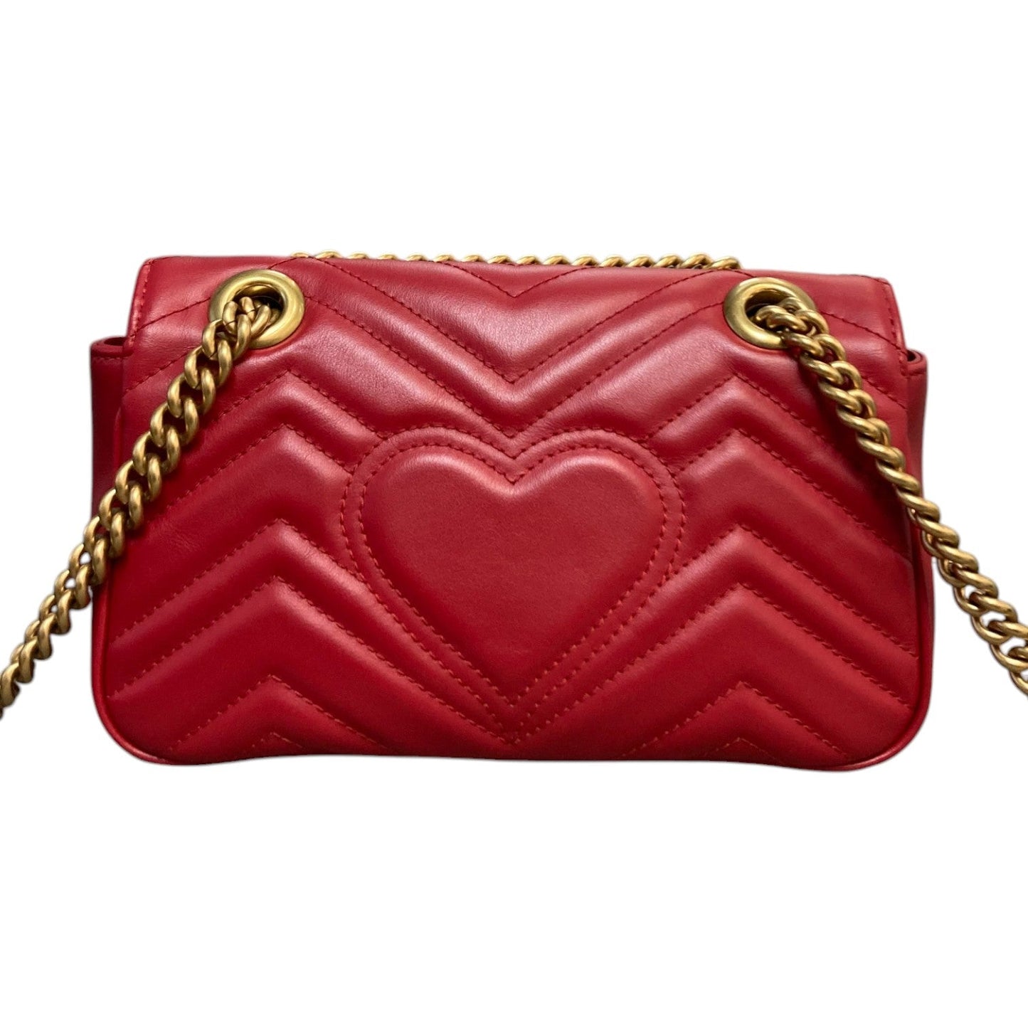 Gucci GG Marmont Shoulder Small Calfskin Matelasse Red GHW