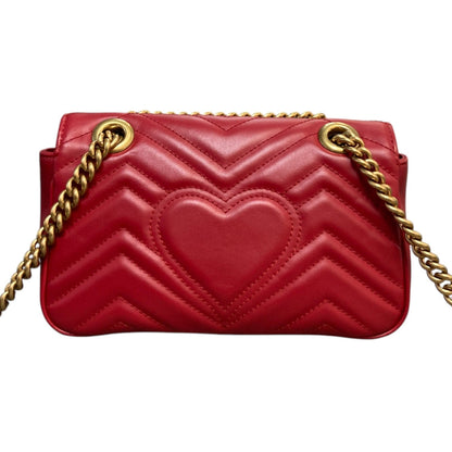 Gucci GG Marmont Shoulder Small Calfskin Matelasse Red GHW