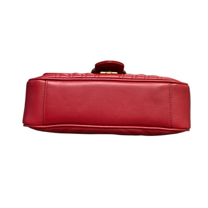 Gucci GG Marmont Shoulder Small Calfskin Matelasse Red GHW