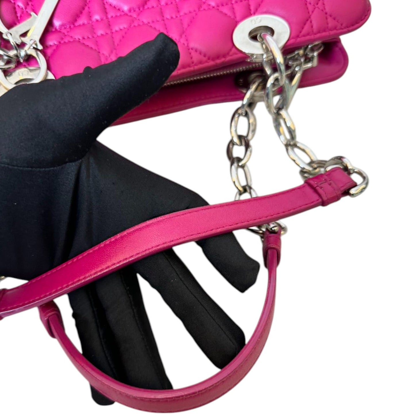 Soft Zipped Shopping Tote Lambskin Pink SHW