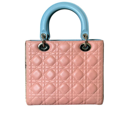 Lady Dior Medium Tri-Color Lambskin with Python Light Blue Pink