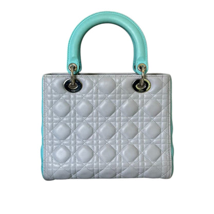 Lady Dior Bi-Color Medium Lambskin Grey Baby Blue SHW