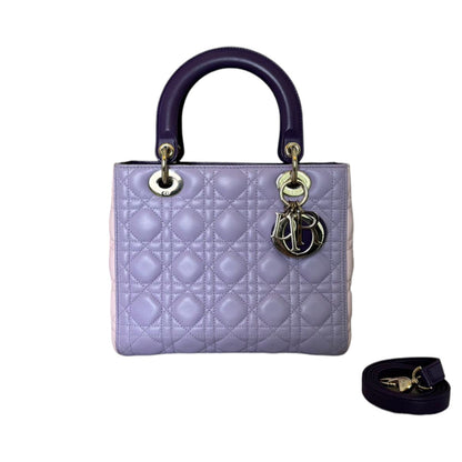 Lady Dior Tri-Color Medium Lambskin Purple Light Pink SHW