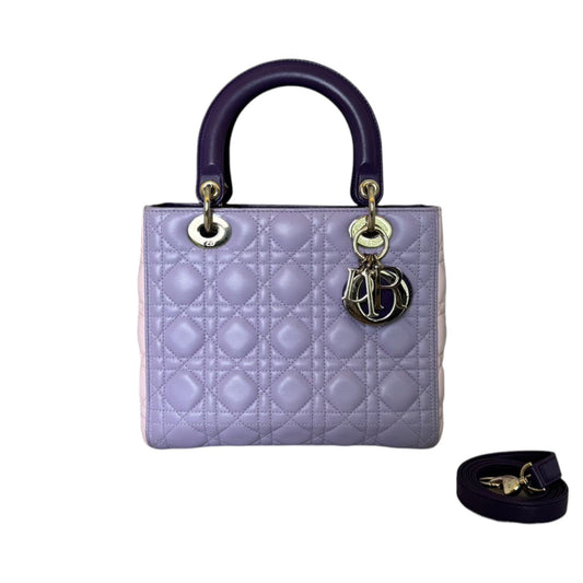 Lady Dior Tri-Color Medium Lambskin Purple Light Pink SHW