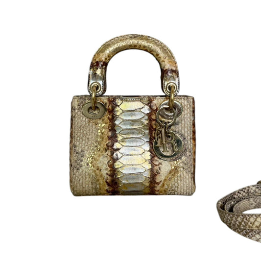 Lady Dior Mini Python Beige Gold LGHW