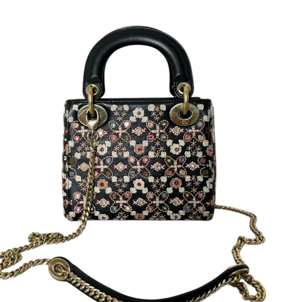 Lady Dior Mini Calfskin Black Multicolor GHW