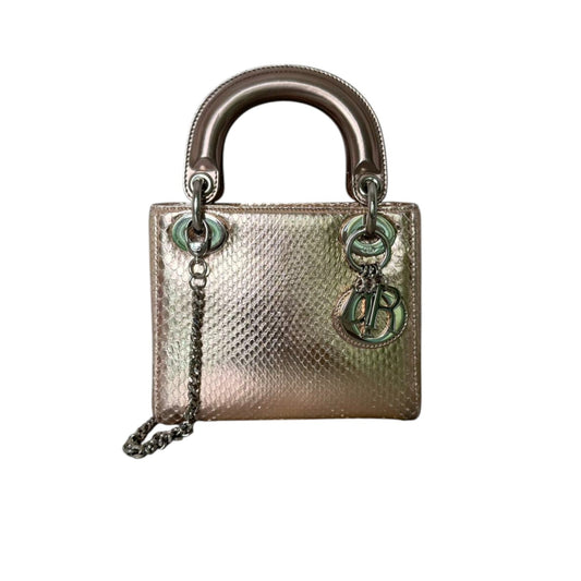 Lady Dior Mini Metallic Python Pink SHW