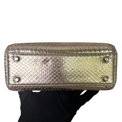 Lady Dior Mini Metallic Python Pink SHW