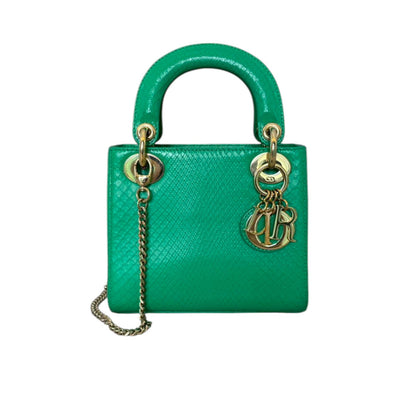 Lady Dior Mini Python Quilted Green GHW