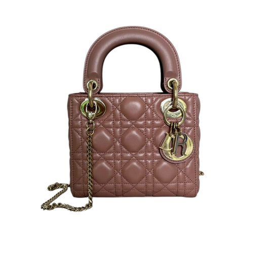 Lady Dior Mini Lambskin Cannage Beige GHW