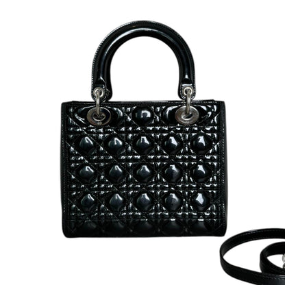 Lady Dior Medium Patent Black Quilted SHW