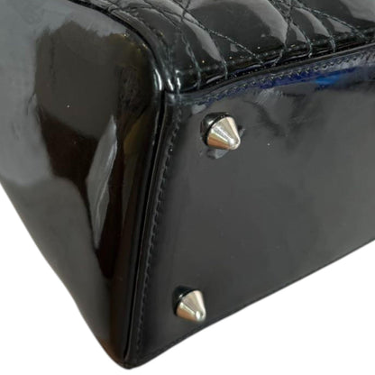 Lady Dior Medium Patent Black Quilted SHW