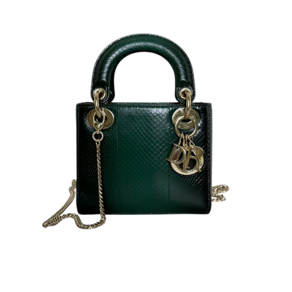 Lady Dior Mini Python Quilted Forest Green GHW