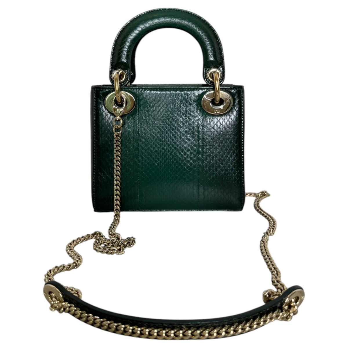 Lady Dior Mini Python Quilted Forest Green GHW