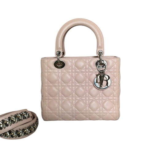 Lady Dior Medium Lambskin Quilted Light Pink SHW