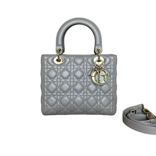 Lady Dior Medium Lambskin Cannage Silver GHW