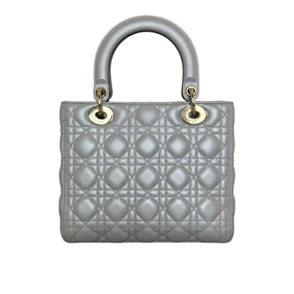 Lady Dior Medium Lambskin Cannage Silver GHW