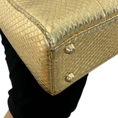 Lady Dior Mini Python Gold GHW