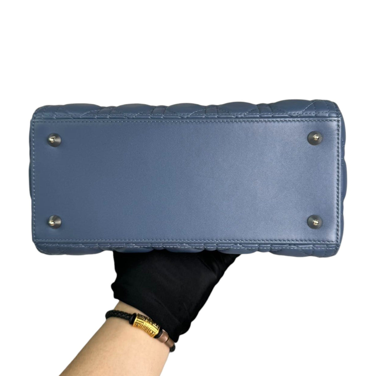 Lady Dior Medium Lambskin Cannage Blue LGHW