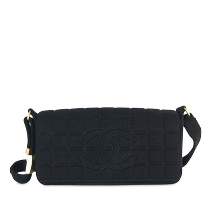 CHANEL Jersey Knit Chocolate Bar Flap Shoulder Bag