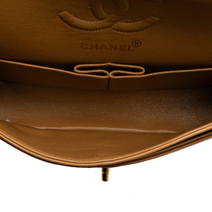 Orange Chanel Small Classic Lambskin Double Flap Shoulder Bag