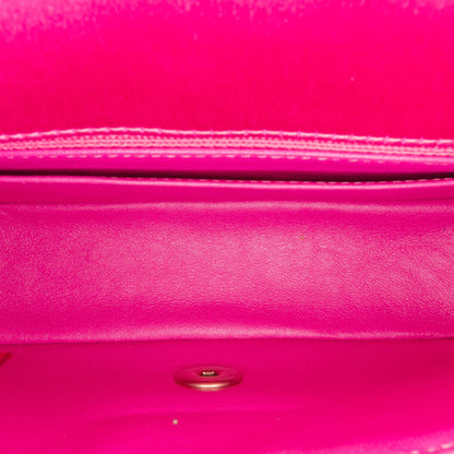 Pink Chanel Mini Rectangular Classic Satin Single Flap Crossbody Bag