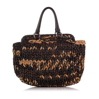 Brown Prada Knit Nappa Tote Bag