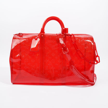 Louis Vuitton Transparent Keepall Bandouliere Virgil Abloh Red  PVC 50cm