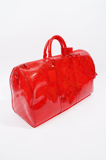 Louis Vuitton Transparent Keepall Bandouliere Virgil Abloh Red  PVC 50cm