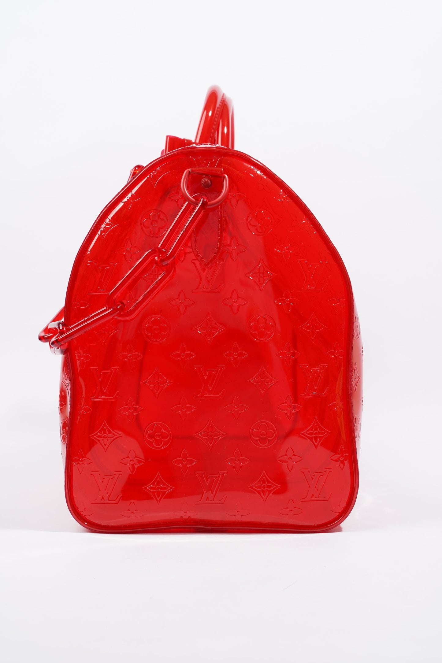 Louis Vuitton Transparent Keepall Bandouliere Virgil Abloh Red  PVC 50cm