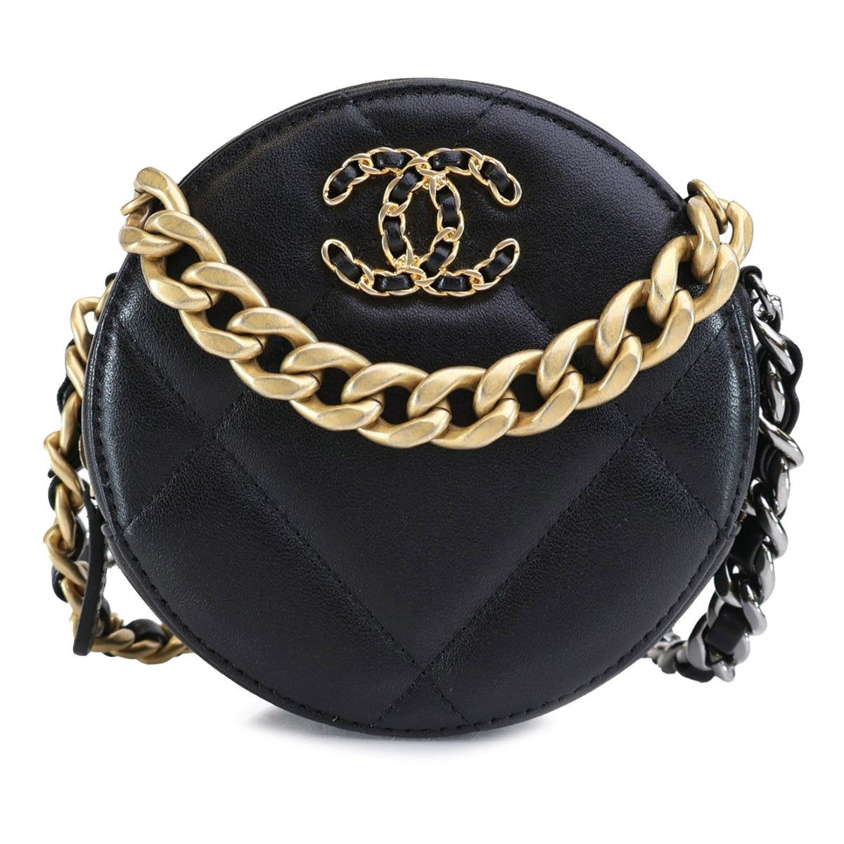 CHANEL Lambskin 19 Round Clutch with Chain Satchel