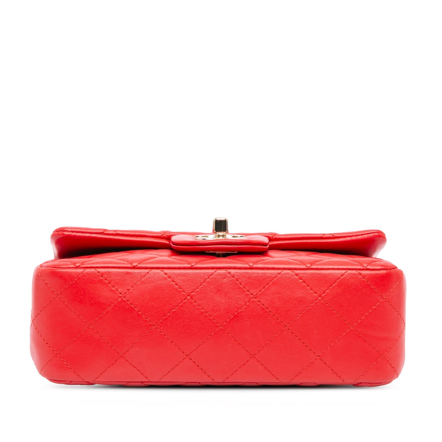 Red Chanel Mini Rectangular Classic Lambskin Single Flap Crossbody Bag