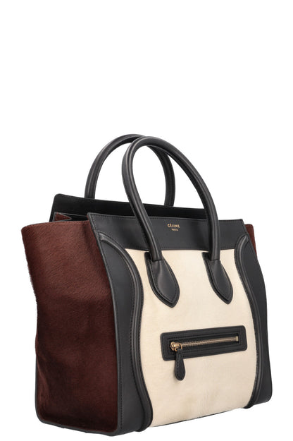 CÉLINE Mini Luggage Calf Hair Black White Brown