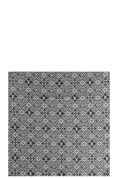 Louis Vuitton 1854 Scarf Silk Wool Black White