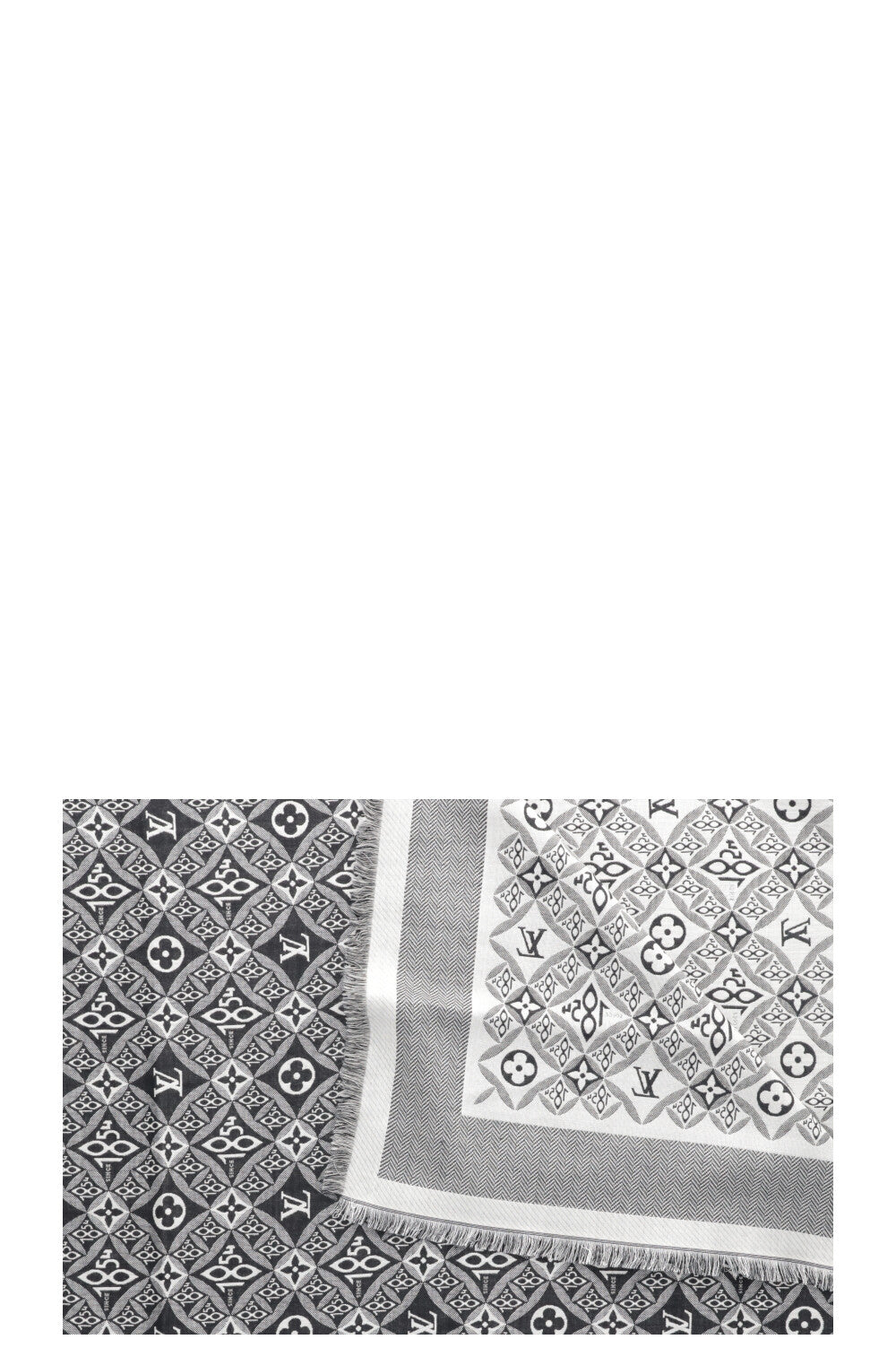 Louis Vuitton 1854 Scarf Silk Wool Black White