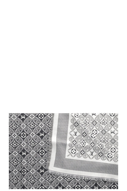 Louis Vuitton 1854 Scarf Silk Wool Black White