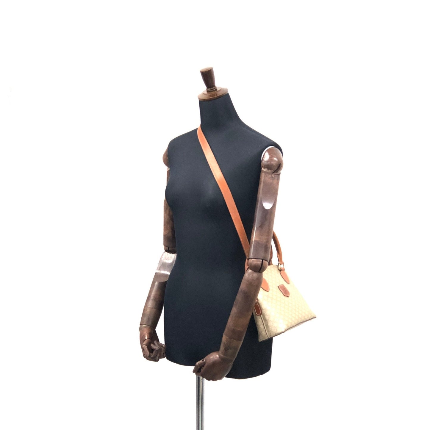 CELINE  Leather Two-way Handbag Shoulder bag Beige Vintage d7kytj