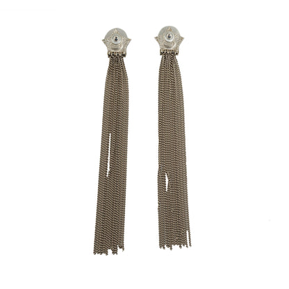 CHANEL Star CC Fringe Drop Push Back Earrings Costume Earrings