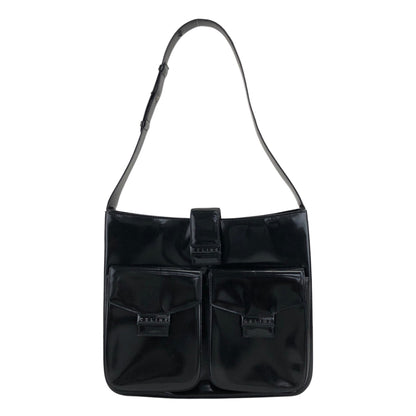 CELINE Logo Shoulder bag Black Vintage tabt7f