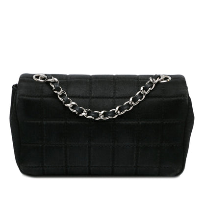 Black Chanel Extra Mini Satin Choco Bar Charms Flap Bag