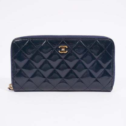 Chanel Long Wallet Midnight Blue Patent Leather